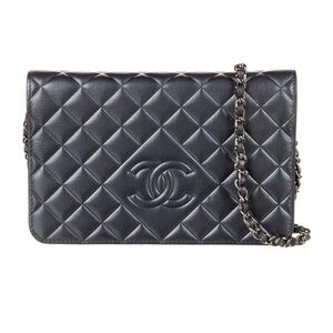 Chanel Black Quilted Leather Chain Bag WOC